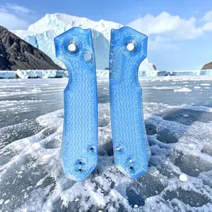 Ice Blue Remette Rhino Knife Handle Scales and Backspacer - EDC Accessories Upgrade (Knife Not included)