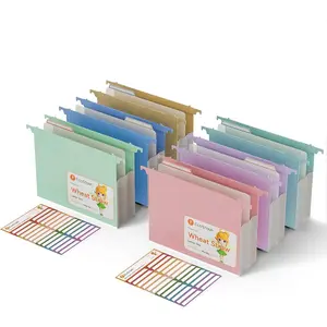 Extra Capacity Hanging File Folders, 3.15" Reinforced Wheat Straw Expanding Hanging Folder Letter Size, Heavy Duty for Filing Cabinets, File Organizer for Office & Home-A Color-6 Packs