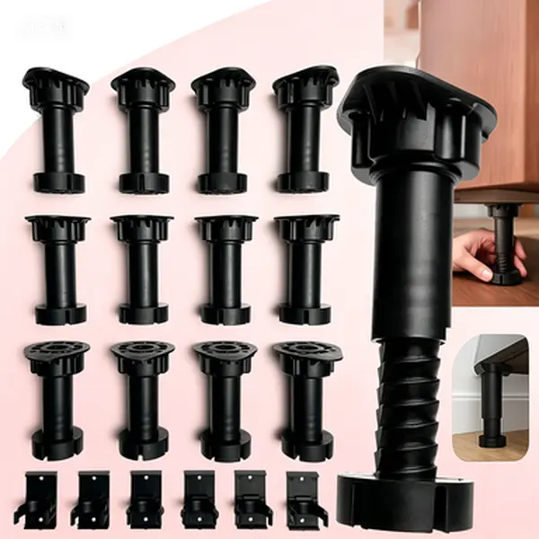 Heavy Duty Leveling Feet 12 Pack| Adjustable Furniture Levelers for Bed Frames, Desks, Shelves & Workbenches| Easy Install, Non-Slip Support| Commercial-Grade Cabinet Levelers with 3.5" to 6" Height Range| Reusable Leveling Feet for Heavy Furniture