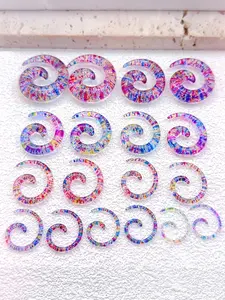 Acrylic Punk Hip-Hop Style Snail Ear Stretching Plugs Set, Ear Accessories, Acrylic Blue Pink Yellow Dot Pattern, Elegant and Unique, Unisex, Suitable for Daily Wear and All Festivals, Ideal as a Gift