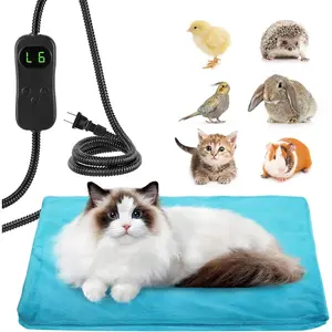Pet Heating Pad for Small Cat Dog - 12" x 15.7" 6-Level Heat Settings Heated Pad with Anti Chew Cord, Warmer Mat for Chicks Bunny Rabbits