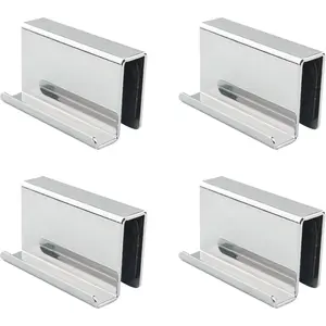4PCS 1.6-Inch Stainless Steel Glass Door Handle Clip Puller for Kitchen, Bathroom Showcase, Display Cabinet, Wine Door
