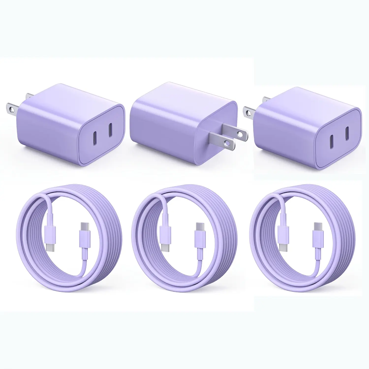 Purple Charger For IPhone 17 Fast Charger, 40W Dual Port Type C Fast Wall Charger Power Adapter with 10Ft USB C Cable For IPhone 17/16/15/15 Plus/15 Pro/15 Pro Max, IPad