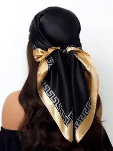 New Women's Scarf, Fashionable 35.4inch Square Scarf, 90x90cm Luxury Print Silk Scarf, All-Season Travel Neck Wrap, Tignon Scarf, Fashion Shawl Wrap