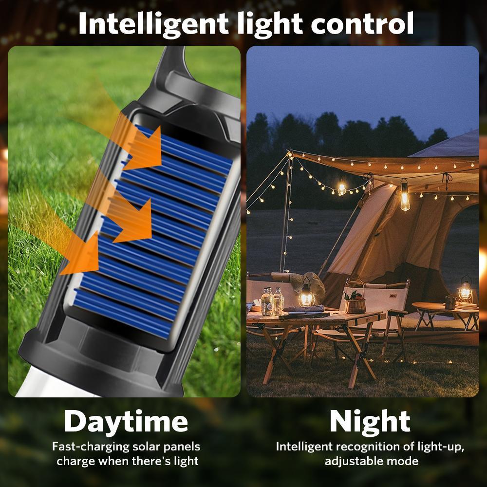 Solar USB Rechargeable LED Camping Lantern - Folding Hanging Light with Clip & Hook, Portable Waterproof Lantern for Tents, Outdoor Camping, Hiking & Emergency Use, Compact & Lightweight for Home Backup