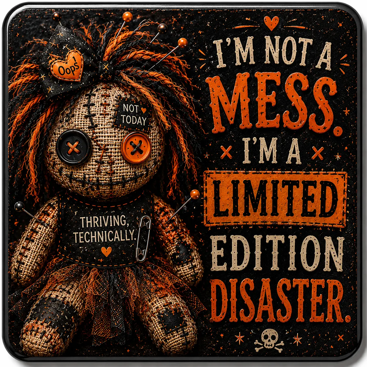 Hot mess voodoo doll magnet 2in