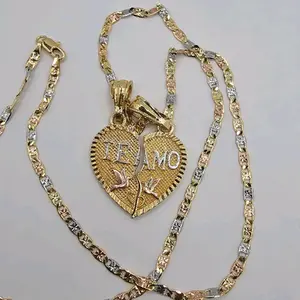 TE AMO hermosa cadena de oro laminado 3 colores una cadena un dije Gold-plated heart chain 1 chain 1 pendant TE AMO (I Love You)