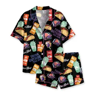 Mexican Fast Food Sleepwear, Funny Taco Lover PJs, Black Foodie Loungewear, Holiday Gift Idea