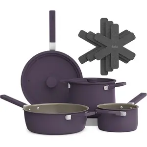 9 Piece Nonstick Set, Fits-anywhere ™   Kitchenware at EverGood ™   Coating, Dishwasher & Oven Safe, All Stovetops Compatible, Stackable, Cool Handles, Plum