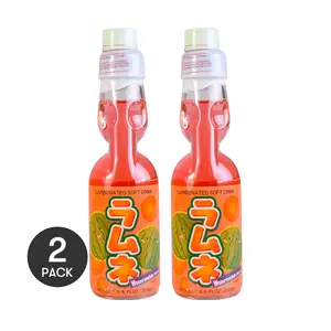 2 Pack HATAKOSEN Japanese Ramune Soda - Watermelon Flavor, 200ml Bottles - Refreshing Japanese Drink with Unique Marble Cap