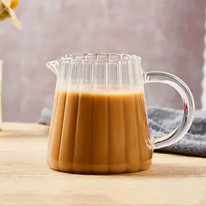 1pc Nordic retro glass milk cup with handle, milk jug, milk and coffee container, coffee pot. Suitable for adding seasoning, sauce, coffee, milk.