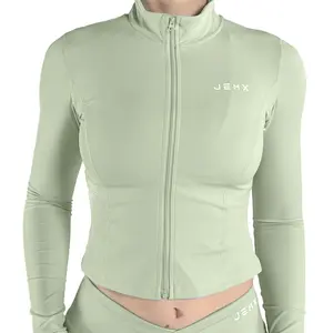 Jemxfit Women's Solid Zip Up Pocket Sports Jacket, Sporty Long Sleeve Stand Collar Outerwear, Bbl Jackets, Summer Outfits 2024, Pickleball Tennis Clothes, Gym Clothes Women, Yoga Jacket