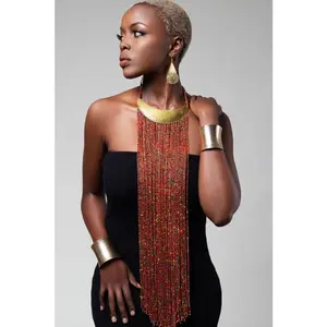 Maasai Long Beaded Statement Necklace – Handmade African Jewelry