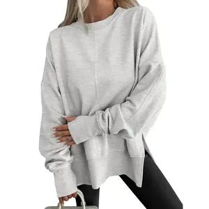 ANRABESS Women Oversized Sweatshirts Thumbhole Long Sleeve Hoodies Shirts 2025 Fall Side Slit Pullover Top Teen Y2k Outfits