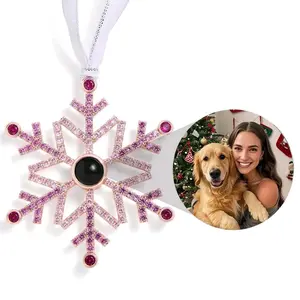 Personalized Pink Projection Custom Photo Snowflake Christmas Ornament