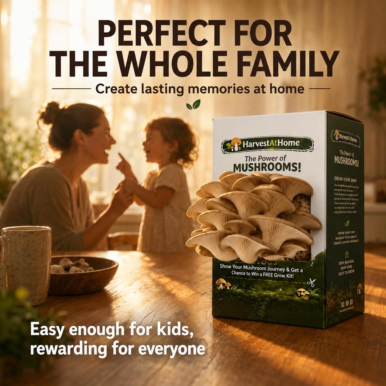Organic Oyster Mushroom Grow Kit 3.5 lb | 1-7 Days Harvest | Easy to Grow Indoor | No Soil/Sun Required, Multiple Harvests | USDA Organic | Non-GMO | Made in USA | Perfect for Home Kitchen & Gardening EnthusiastsGift for Adults & Kids