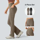 Halara 2-piece UltraSculpt High Waisted Tummy Control Pocket Shaping Yoga Bootcut Leggings set