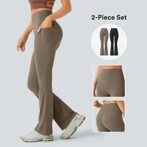 Halara 2-piece UltraSculpt High Waisted Tummy Control Pocket Shaping Yoga Bootcut Leggings set   #TikTokShopHolidayHaul
