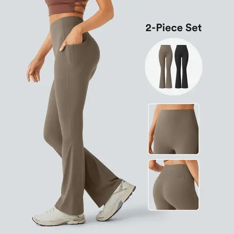 Halara 2-piece UltraSculpt High Waisted Tummy Control Pocket Shaping Yoga Bootcut Leggings set