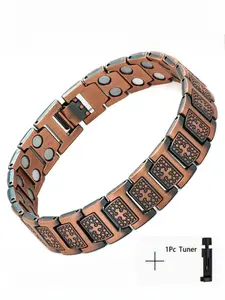 This men's bracelet features a cross design, powerful magnets, adjustable links, and comes with an adjustment tool, Adjustable Bangle