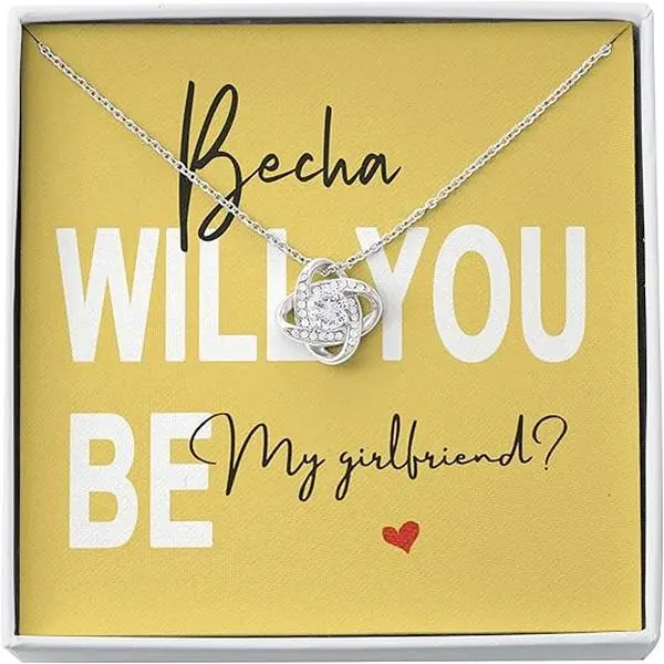 Love Knot Necklace Will You Be My Girlfriend Gift, Future Girlfriend Proposal, Want To Be My Girlfriend, Will You Be My Girlfriend Proposal Necklace Unique Gift Necklace for Birthday