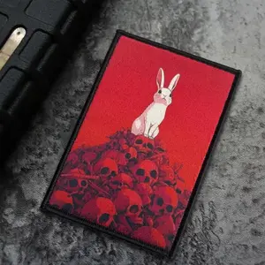 Rabbit Skull Tactical Patch Funny Hook&Loop Patches Military Morale Badge Army Armband Backpack Stickers