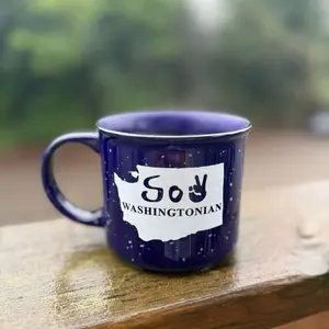 Tazita Washingtonian Blue Ceramic Mug with Unique Washington State Design for Coffee Lovers