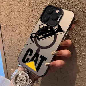 CAR C-Caterpillar Phone Case for iPhone 17 16 15 14 13 12 11 Pro Max Air Magnetic MagSafe Matte Laser Metallic Phone Case Gradient Matte Texture Durable Scratch-Resistant Protective Cover Funda Protector