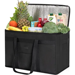 Heavy-Duty Insulated Grocery Bags & Insulated Bag - Collapsible Cooler Bag with Zippered Top