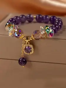 Vintage-Inspired Crystal Beaded Exquisite Bracelet with Cubic Zirconia Decorations, Charm Jewelry for Women Daily Wear Gift Idea