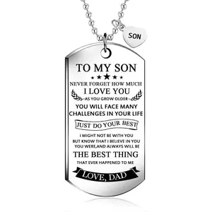 To my Son Dog Tag Necklace from dad best wish To my son never forget how.love dad Pendant Necklace,Inspirational Gifts For son and men Military Jewelry