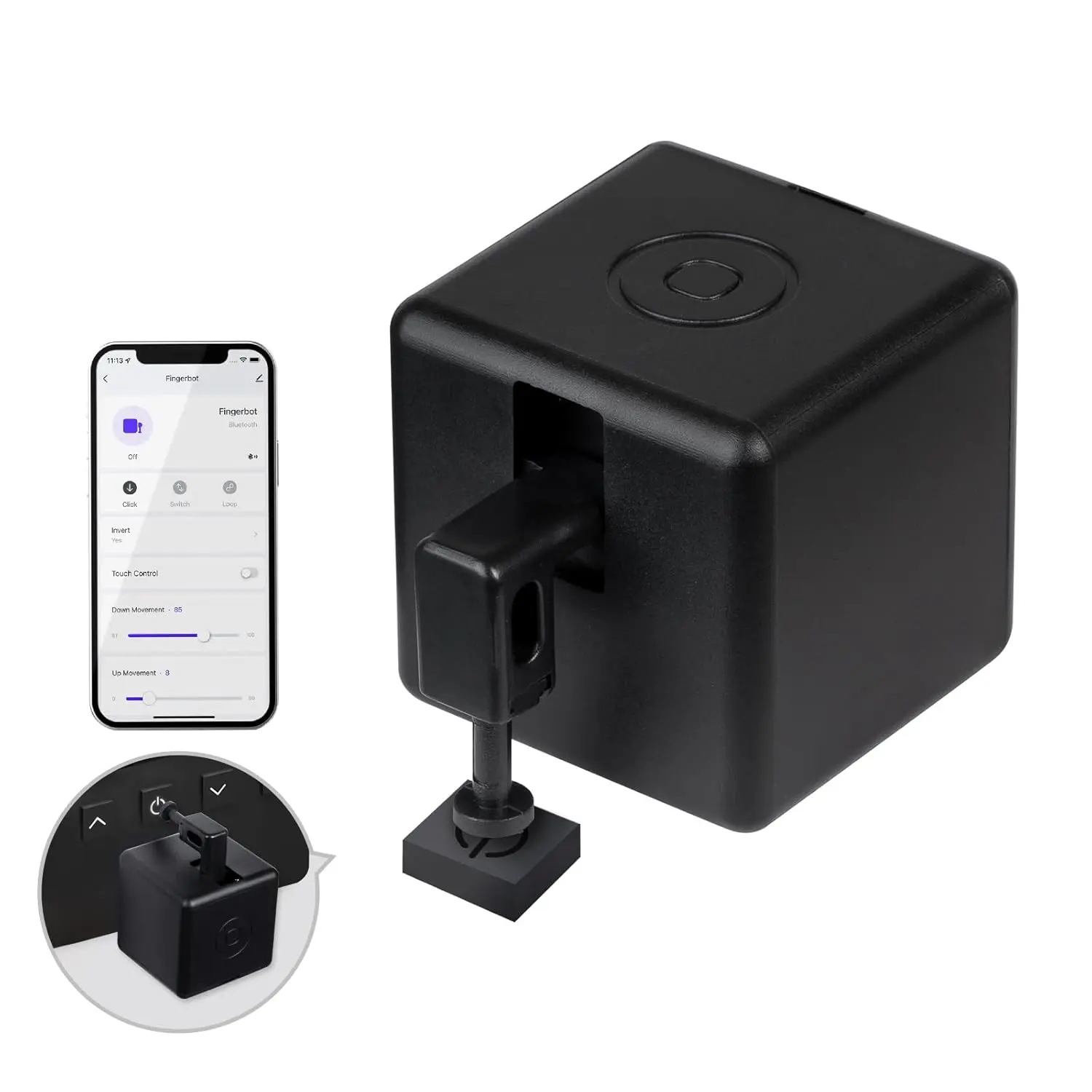 Smart Home Button Pusher with Touch Control, Wireless Switch for Alexa & Google Home, Timer Automation Device, Bluetooth Hub Compatible, No Wiring Needed, Reusable Remote Control Gadget adjustable  door  hinge glass door lock interior door door sweep