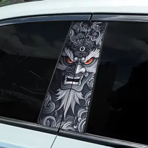 2 pieces of creative design - car sticker B-pillar protective sticker, self-adhesive glossy car window wall sticker, Car decals, easy to apply, durable decoration, enhance vehicle beauty, color car decoration, easy sticker material