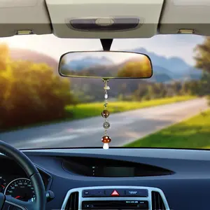 Mushroom   Charm Decor  Ornament Cute Mushroom Pendant Boho Rear View Mirror Accessories Interior  Beaded Decor Universal Decor Bag Charms Gifts for Women Girls