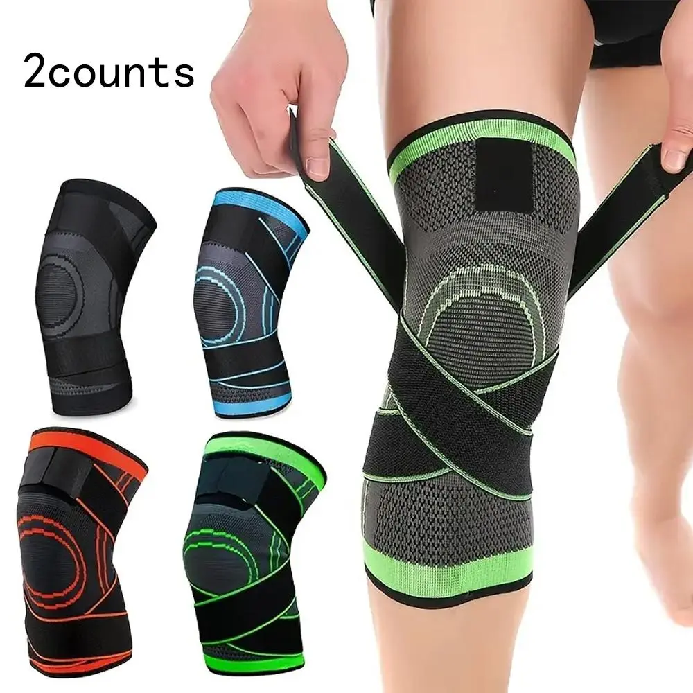 Knee Support Brace, Knee Supporter, 2 Counts Adjustable Knee Brace, Knee Support for Running, Cycling, Exercise for Men & Women, Healthcare, Runners Knee Brace