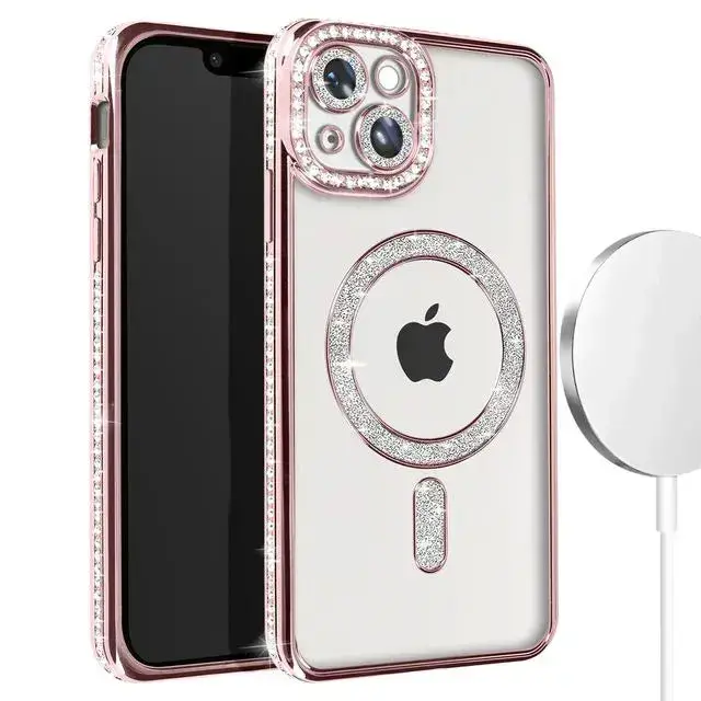 Entronix iPhone 15/14/13 [Magnetic-Compatible] Case - Rhinestone Diamonds, Cover Luxury Wireless Dustproof