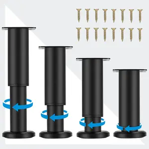 [Upgraded] Metal Adjustable Furniture  4.7-7 inch, Heavy Duty Cabinet  Extension for Couch/Bed/Desk/Sofa/Table/Chair/Dresser, Replacement  for Furniture Set of 4 -Black
