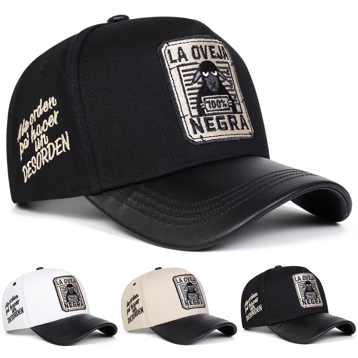 Unisex Universal The Black Sheep Graphic Embroidery Cap, Custom Embroidered La Oveja Negra Baseball Hat, Adjustable All Season Sunscreen Leisure Hat for Outdoor Travel Beach Use, Custom Embroidered Hat, All Season Hats