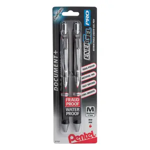 Pentel EnerGel PRO Permanent Gel Pens, 0.7mm Medium Line, Red Ink, 2-Pack