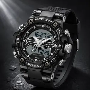 Stylish Men's Digital Sports Watch Waterproof Shockproof Rugged Outdoor Electronic Wristwatch Luminous LED Display Trendy Tactical Fashion Accessories for Men Durable Timepiece Perfect for Everyday Active Wear Workout & Great Gift for Him