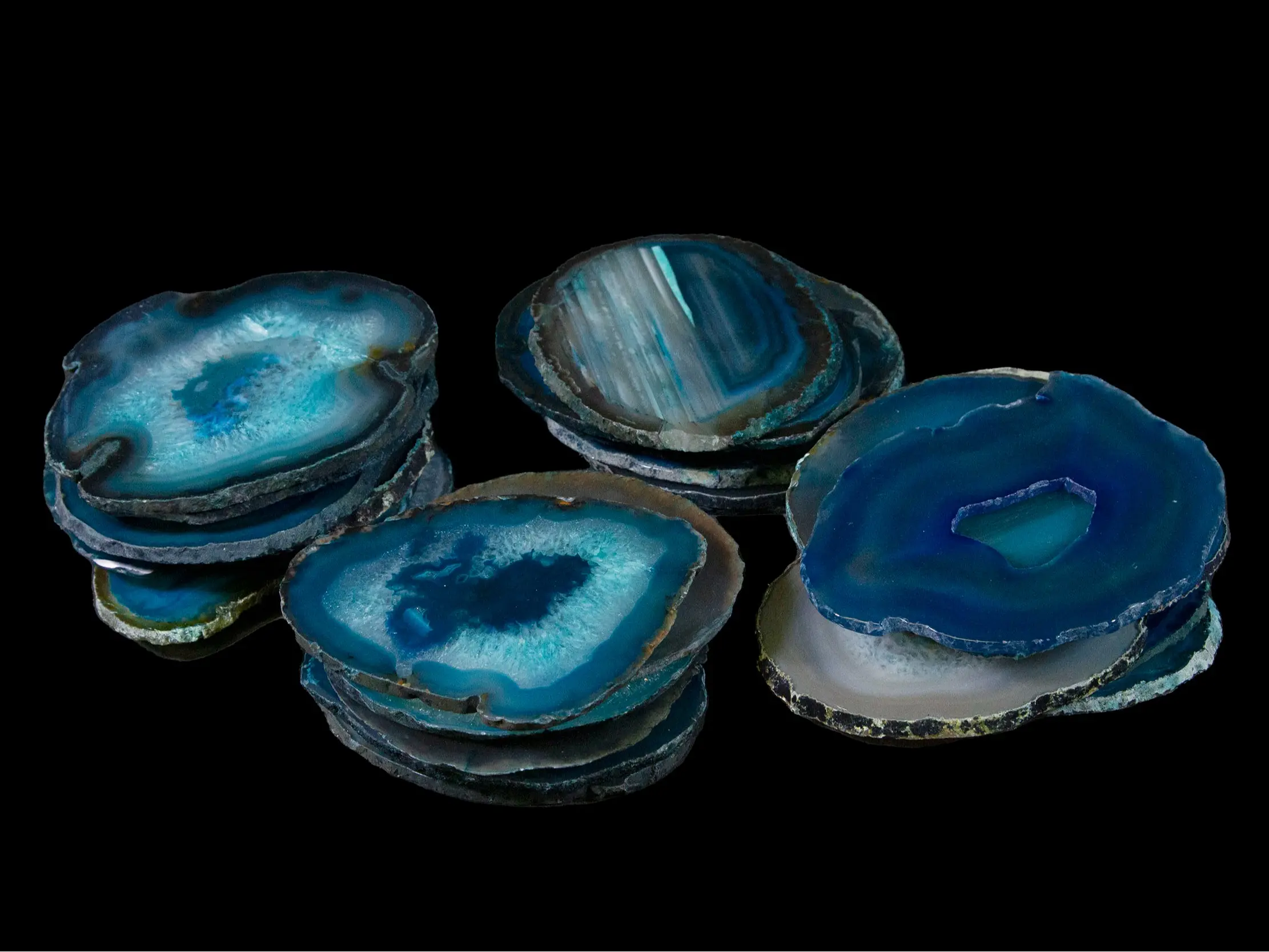 Set of Five Teal Agate Slabs- Crystal Decoration