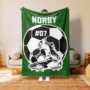 Personalized Soccer Blanket, Soccer Player Gift For Soccer Player, Custom Soccer gifts, Blanket with name and number