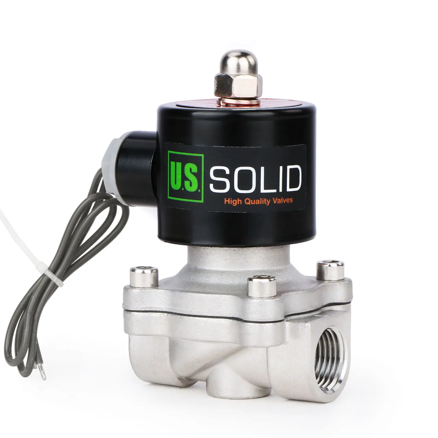 U.S. Solid 1/2" Stainless Steel Electric Solenoid Valve 24V DC N.C. VITON