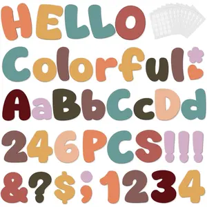 246 Pcs Bulletin Board Letters 4 Inch, Colorful Cutout Letters for Classroom Wall, Poster Board Letter with Adhesive Dot Alphabet Numbers Punctuation for Display School and Classroom Decor (Boho)