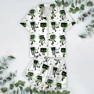 Vee Dandy’s World Satin Pajamas For Kids, Cute Gaming Sleepwear for Kids and Adult, R0bl0x Dandys World Fan Gift, Gamer Birthday Gift