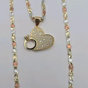 PROMISES FASHION style necklace heart with ring beautiful style GOLD-PLATED for your only one love