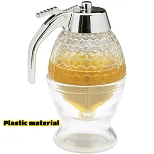 HomeDailyEss Creative push-type honey jar for squeezing honey, plastic sealed bottle, funnel-shaped jar, syrup pot, spill-proof with base, made of plastic material