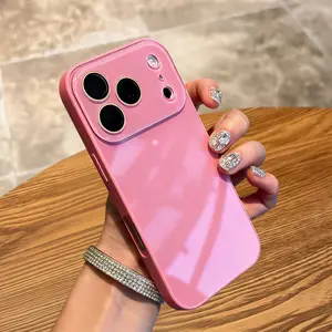 Candy Macaron Series – Skin-Feel Crystal Clear Case for iPhone 17 Pro Max Plus Air/16/15/14/13/12/11  – Soft TPU Bumper + Hard PC Back – Full Lens Coverage – Cute, Minimalist, Pink & White