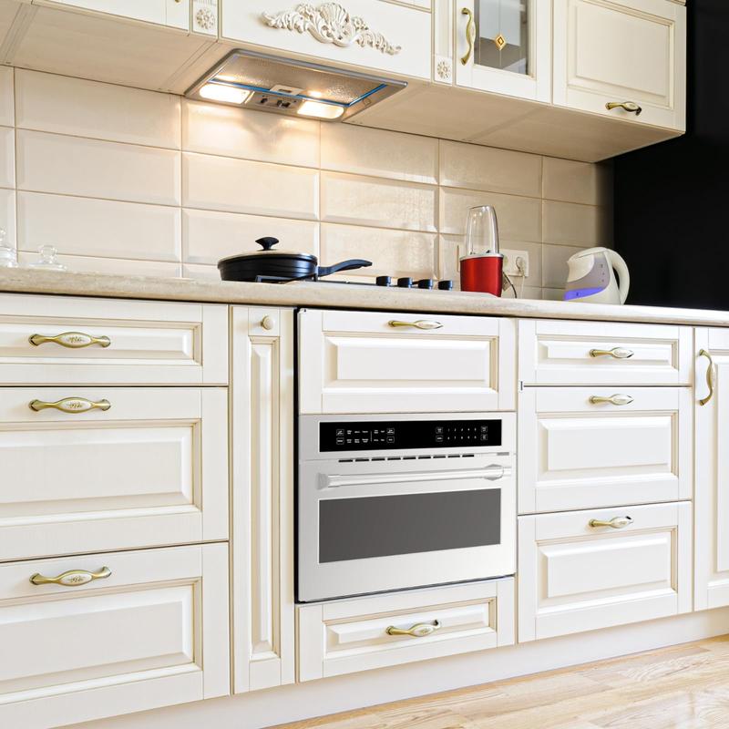 GARVEE 30’ Built-In Microwave Oven with 1.6 Cu.Ft Capacity, Air Fryer, Drop Down Door, 3D Surround Heating, Touch Control, and Safety Lock for Versatile Cooking