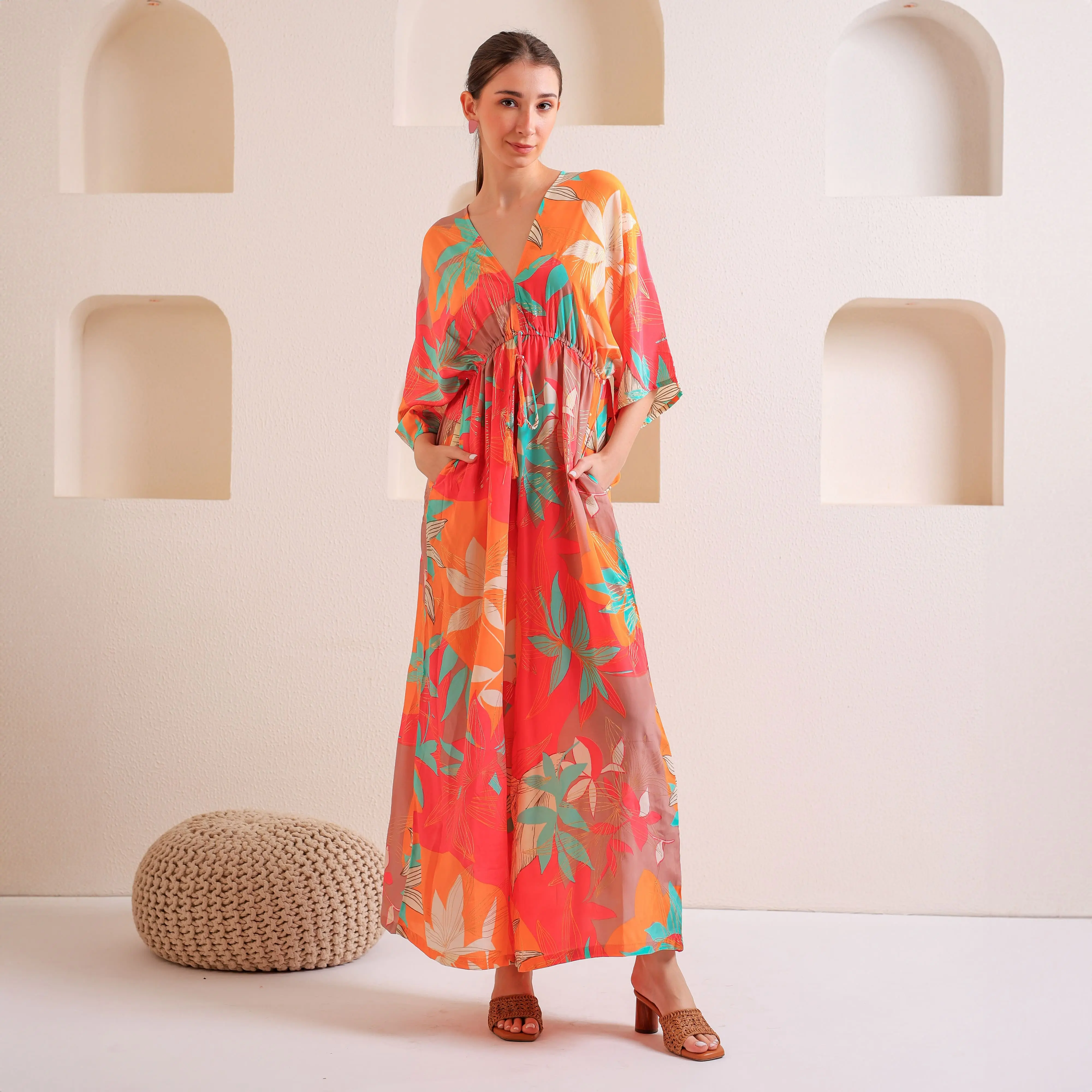 Tropical Breeze Floral Jumpsuit Orange